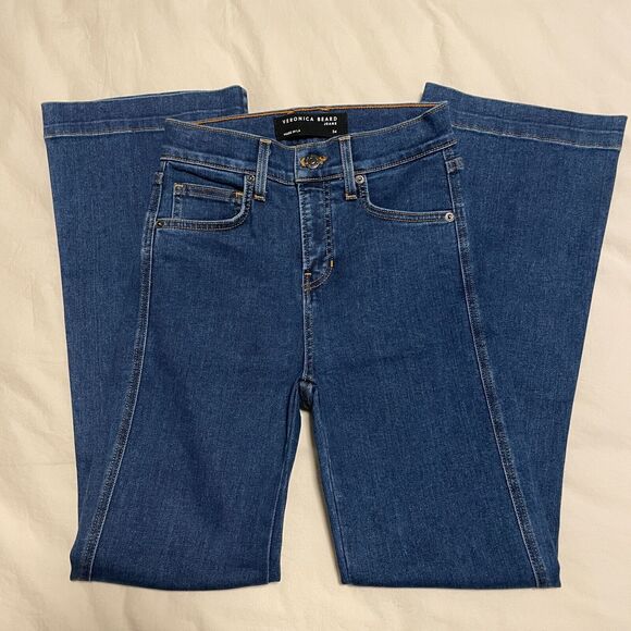 Veronica Beard Carson High Rise Ankle Kick Flare Jeans in Bright Blue Size 24 - Picture 5 of 10